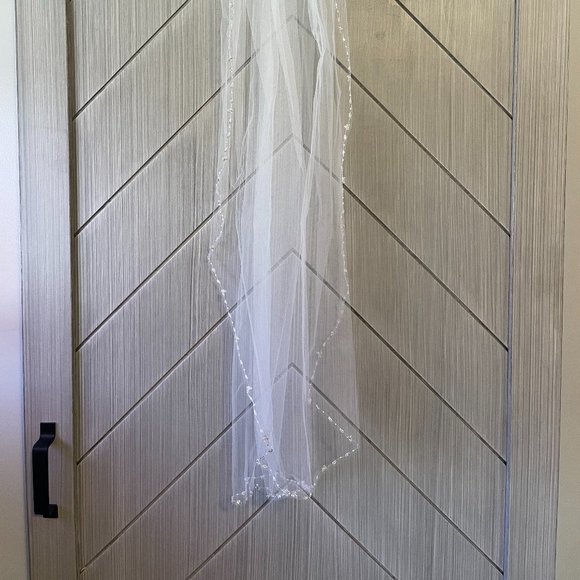 Ivory Beaded Bridal Veil